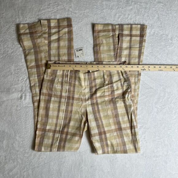 Free People Womens Check Pants Size S 2 Cream Brown Preppy Boho Britishcore NWTS - Picture 7 of 9